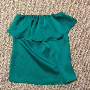 Green strapless top